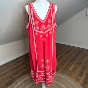 Vintage Sigrid Olsen Signature Red Embroidered Midi Dress